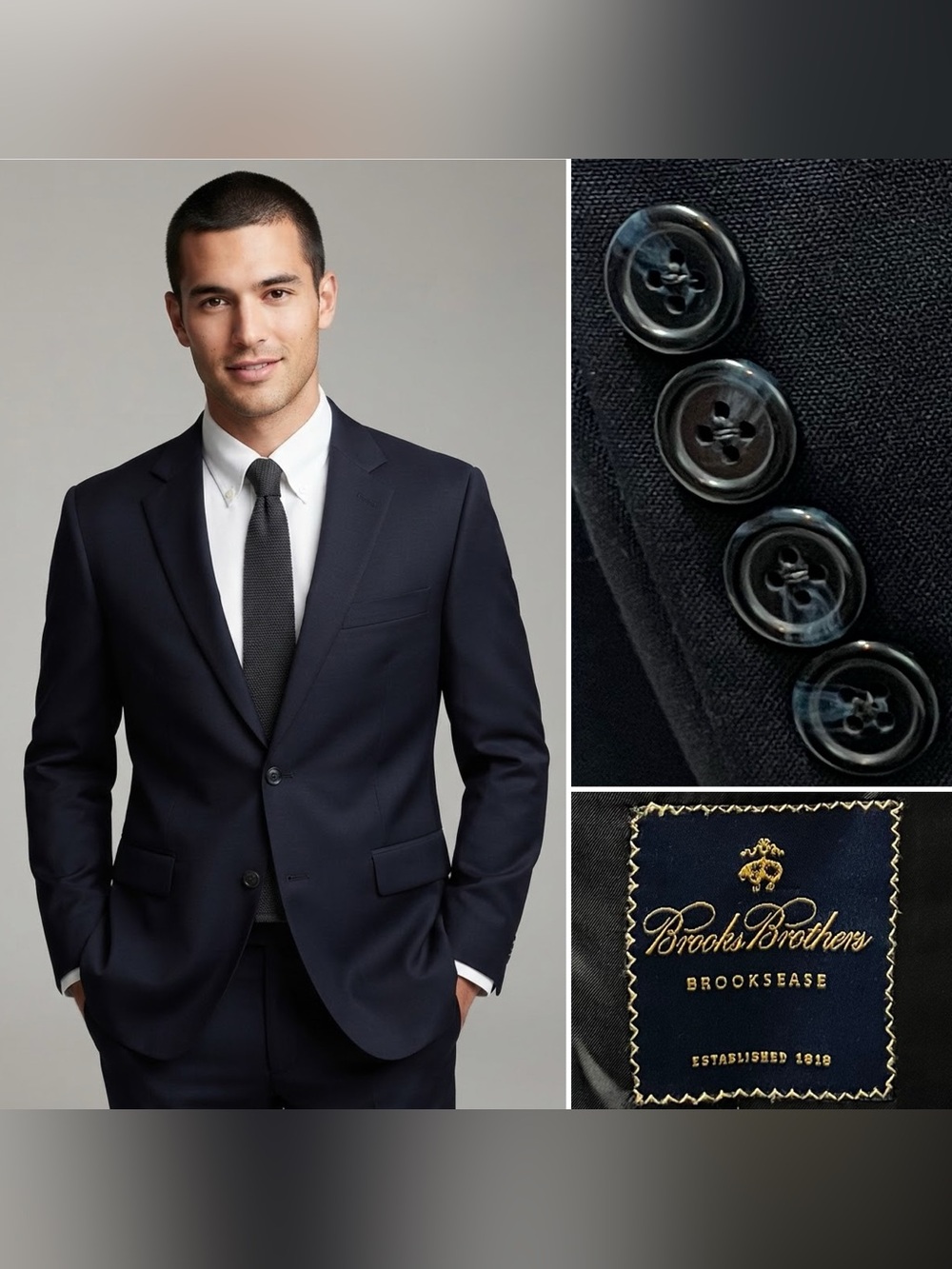 Brooks Brothers Men’s 46R Navy Brooksease Wool Blazer Suit Jacket